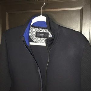 Ted Baker Zip Front Sweater Jacket Blue - L